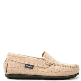 Atlanta Mocassin Tan Croc Loafer