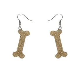 Bones Glitter Resin Drop Earrings - Gold