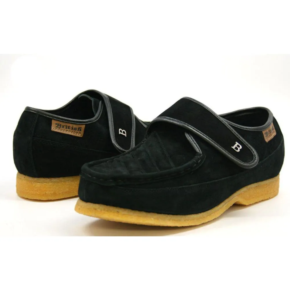 British Walkers Royal Men's Black and Navy Leather and Suede With Velcro Strap