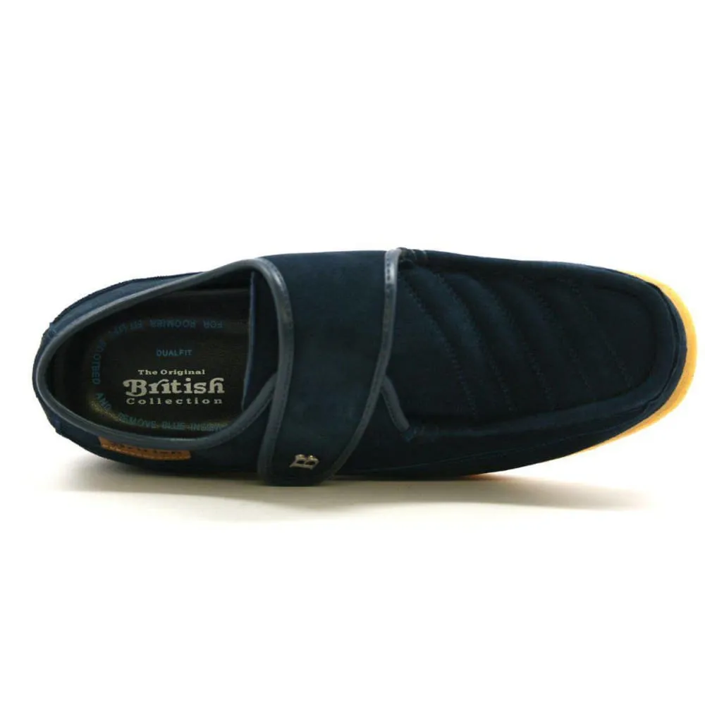 British Walkers Royal Men's Black and Navy Leather and Suede With Velcro Strap