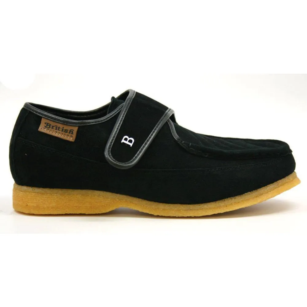 British Walkers Royal Men's Black and Navy Leather and Suede With Velcro Strap