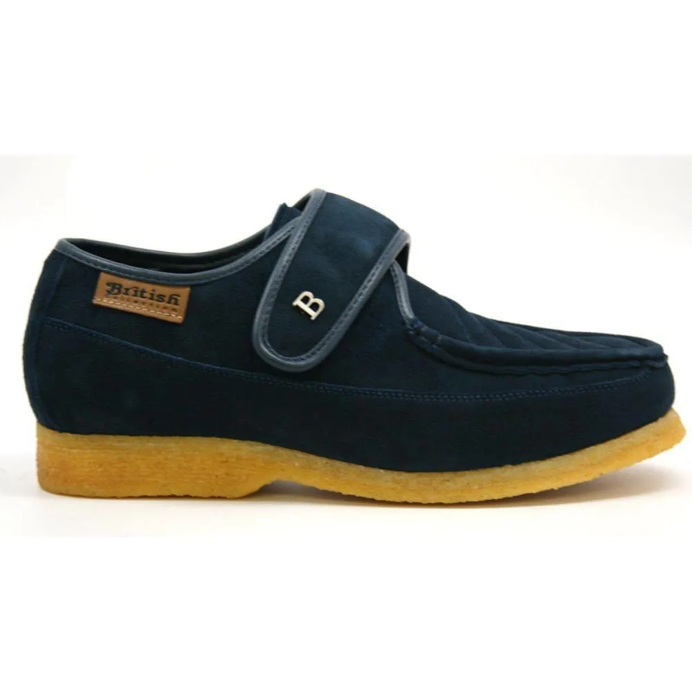 British Walkers Royal Men's Black and Navy Leather and Suede With Velcro Strap