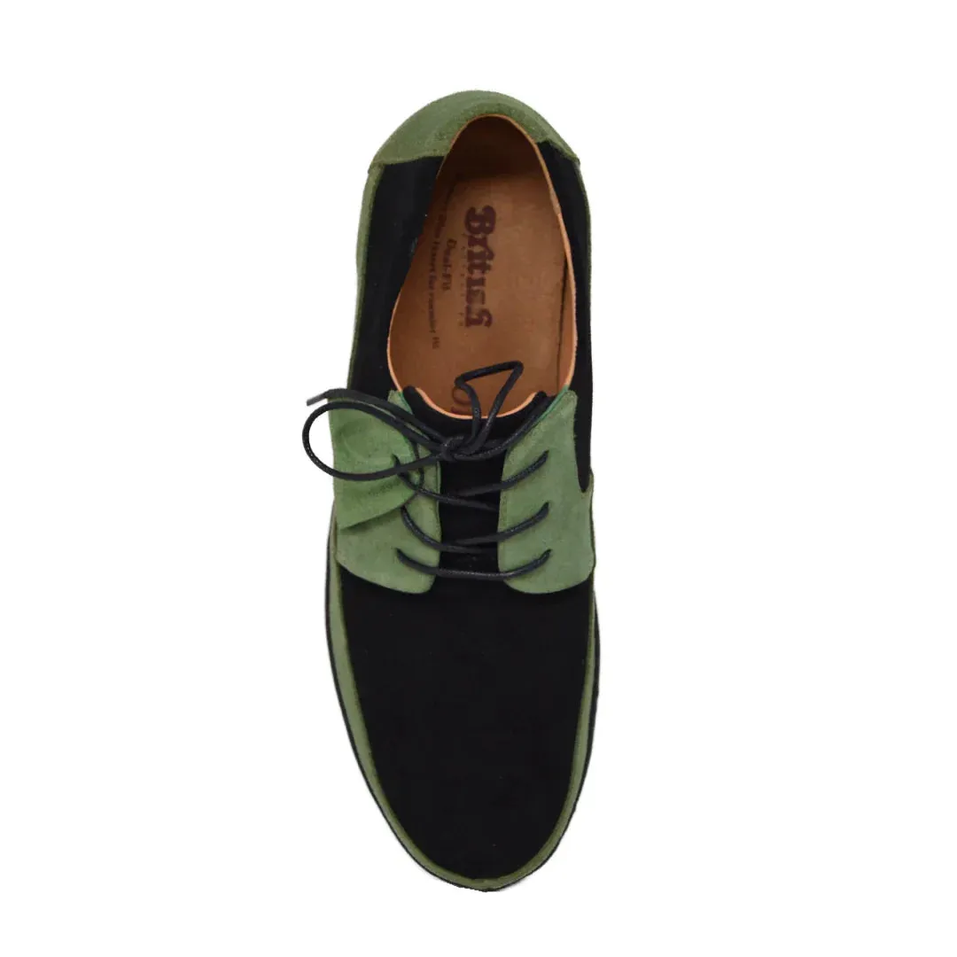 British Walkers Westminster Vintage Bally Style Men's Olive Green Leather and Suede Low Top Sneakers