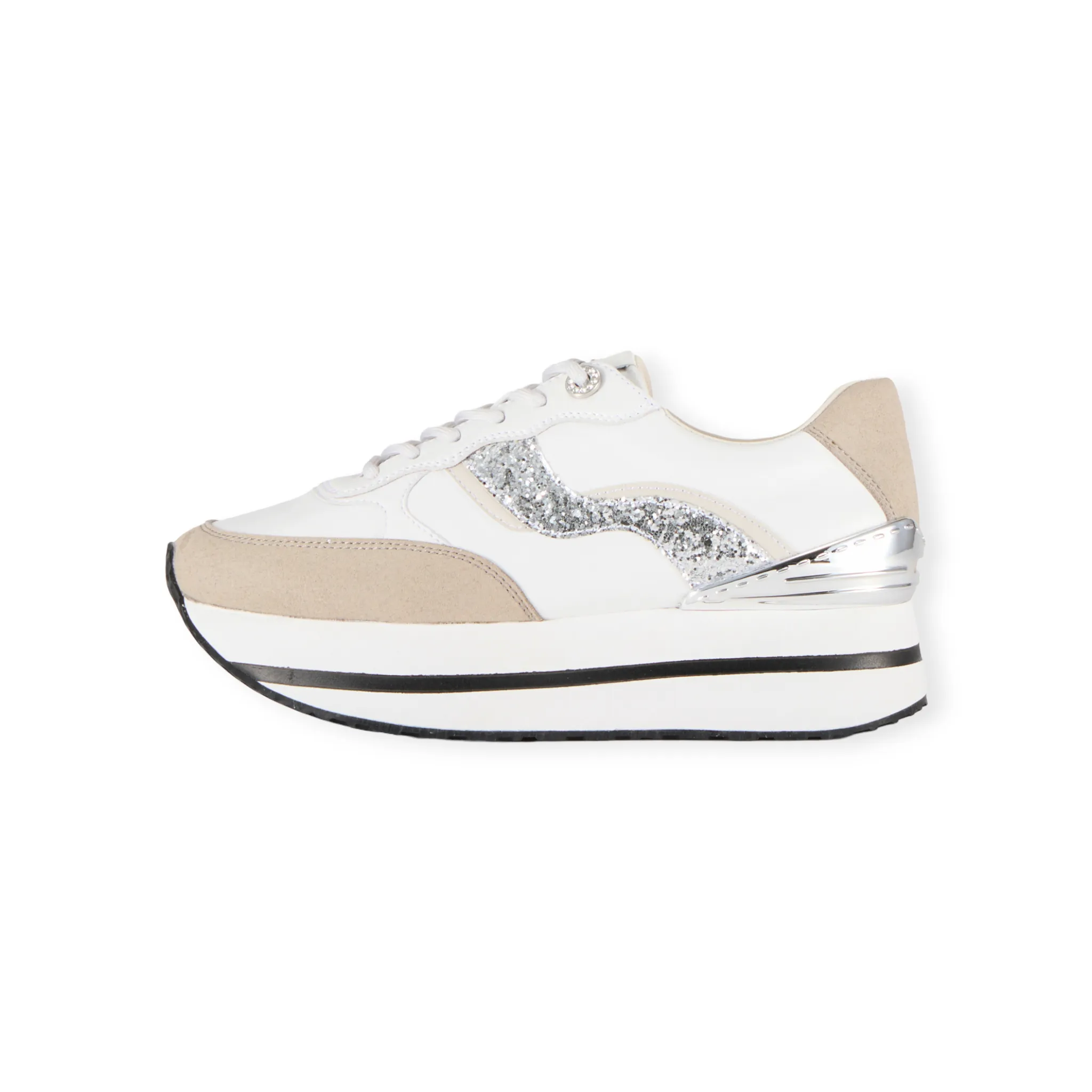 Classic-style platform sneaker with flowing glitter on the sides and the stabilizer #FJ109