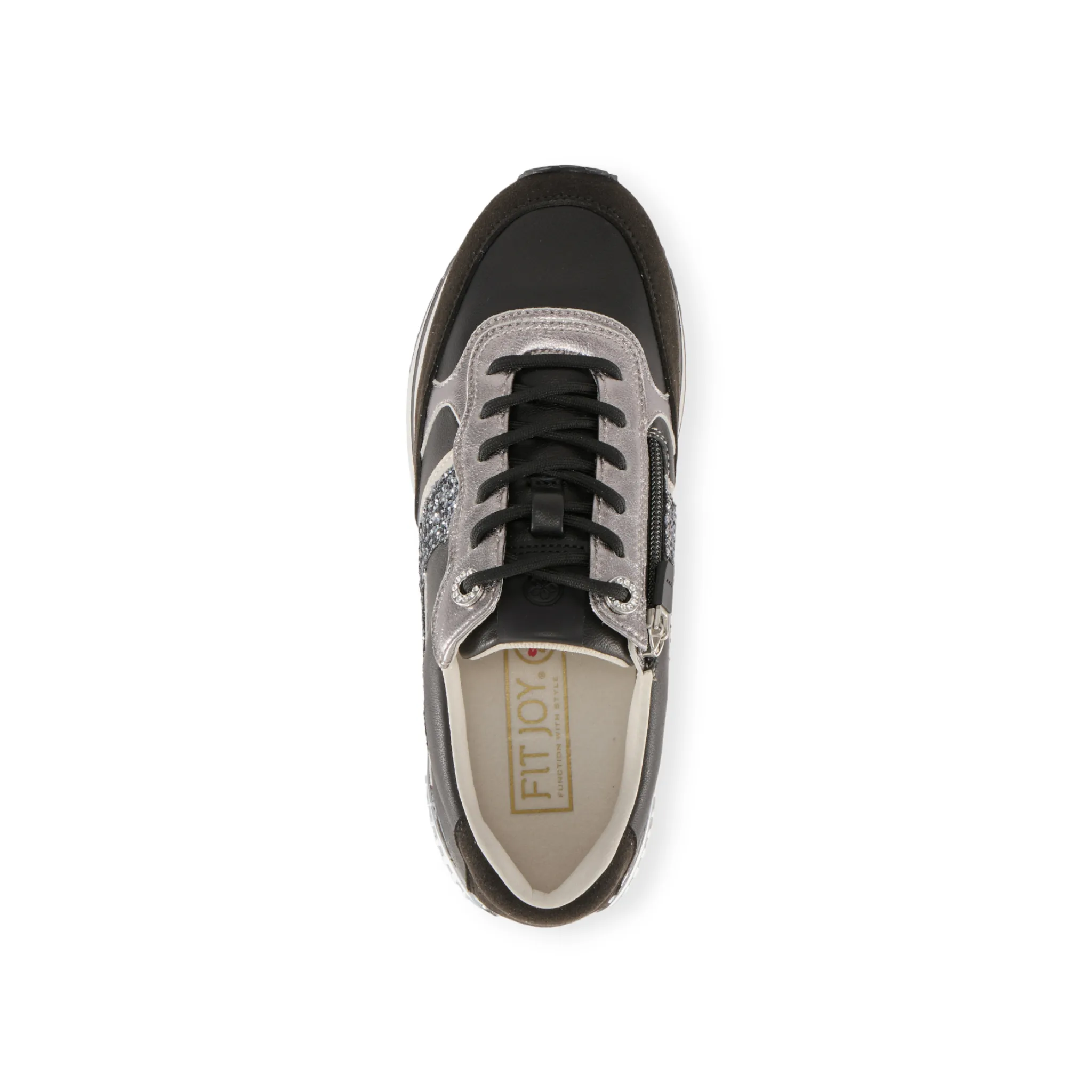 Classic-style platform sneaker with flowing glitter on the sides and the stabilizer #FJ109