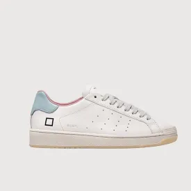 D.A.T.E. Base Natural White Sky Blue Leather Trainers