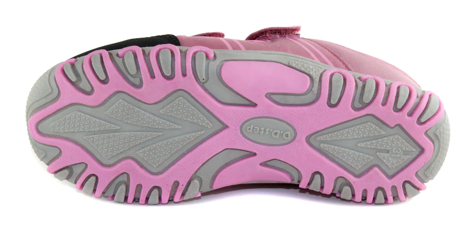 D.D. Step big kid girl waterproof double strap shoes pink size US 13-4