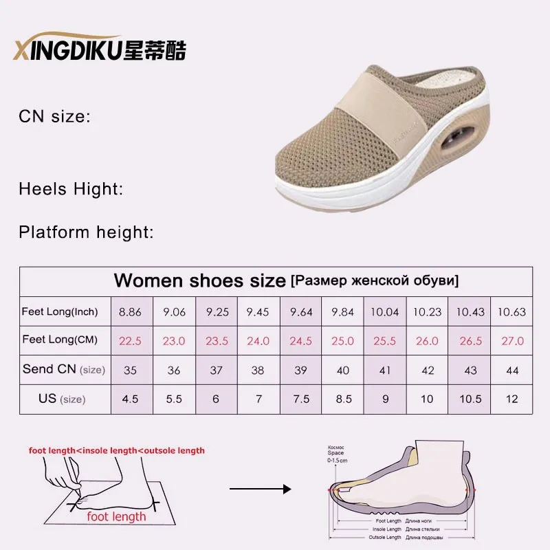 Ladies Platform Mesh Lightweight Mules