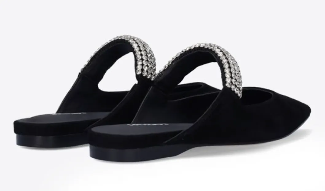 Lola Cruz Bliza Velvet Black Crystals Ballet Flats