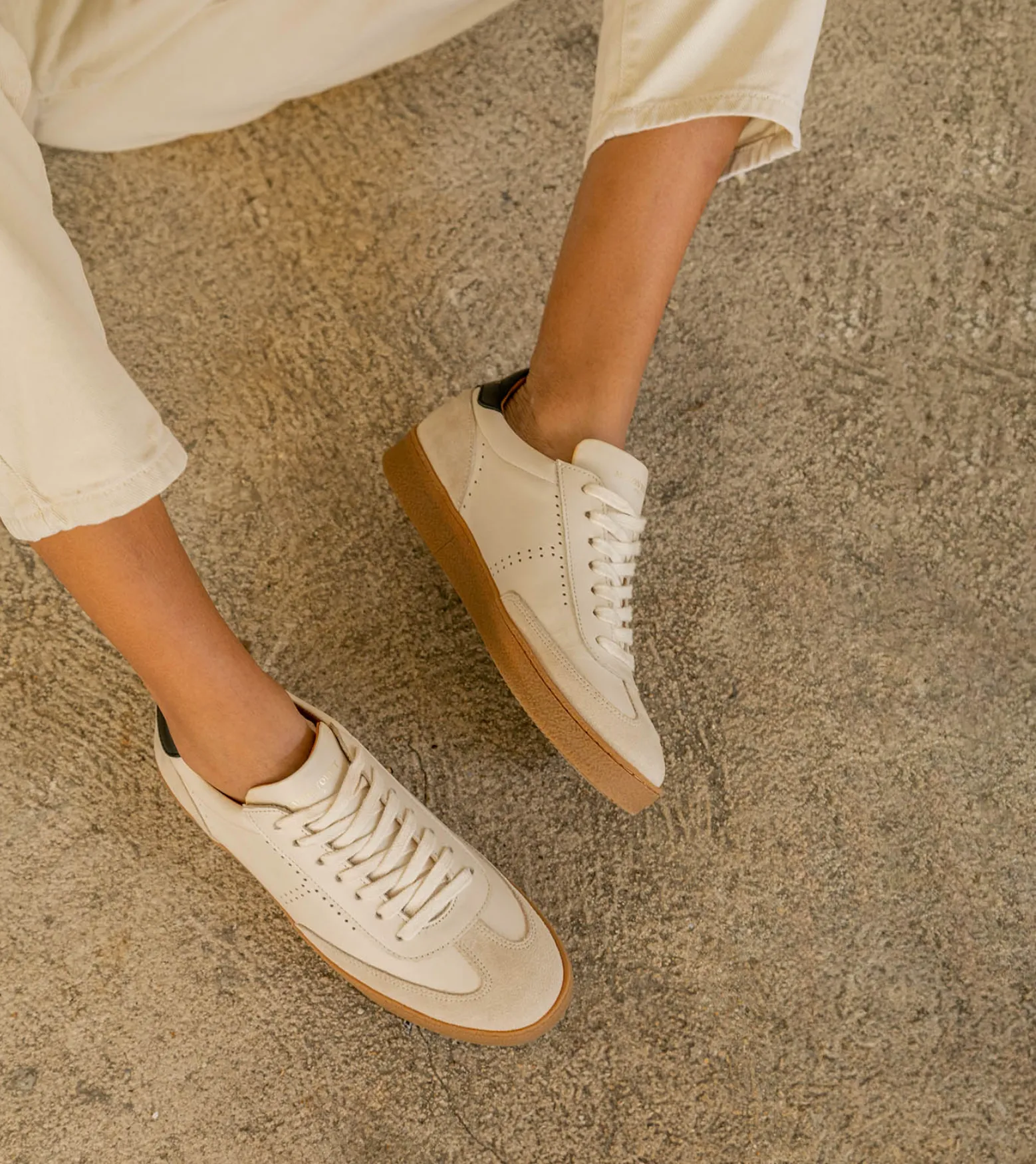 Maison Toufet Solveig Beige Leather Trainers