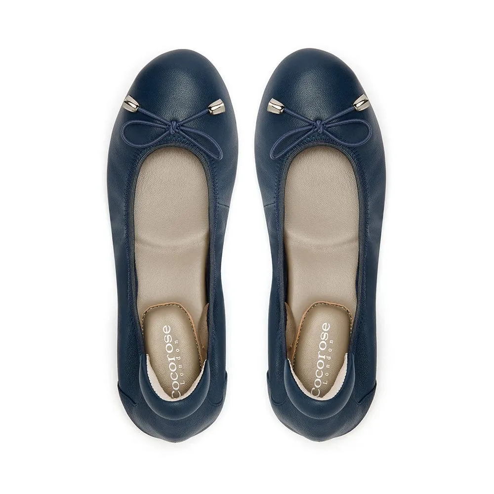 Sandringham - Navy Leather Ballet Flats