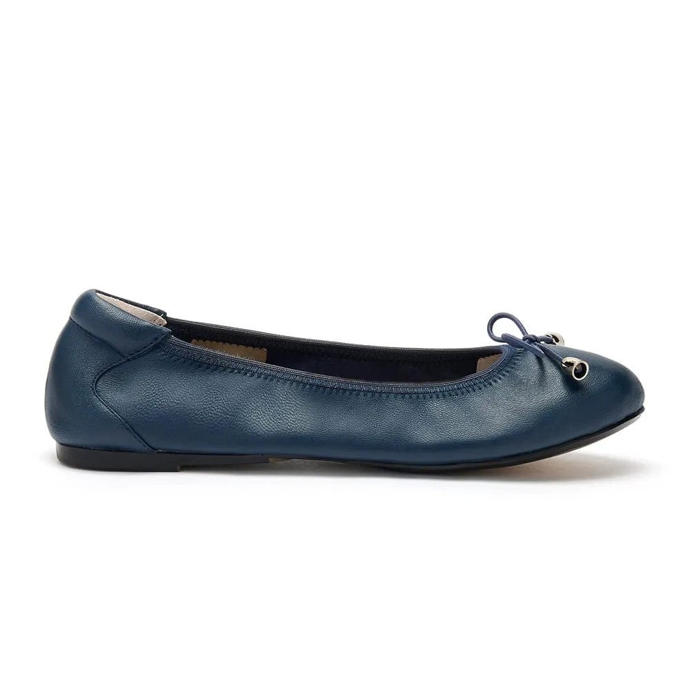 Sandringham - Navy Leather Ballet Flats