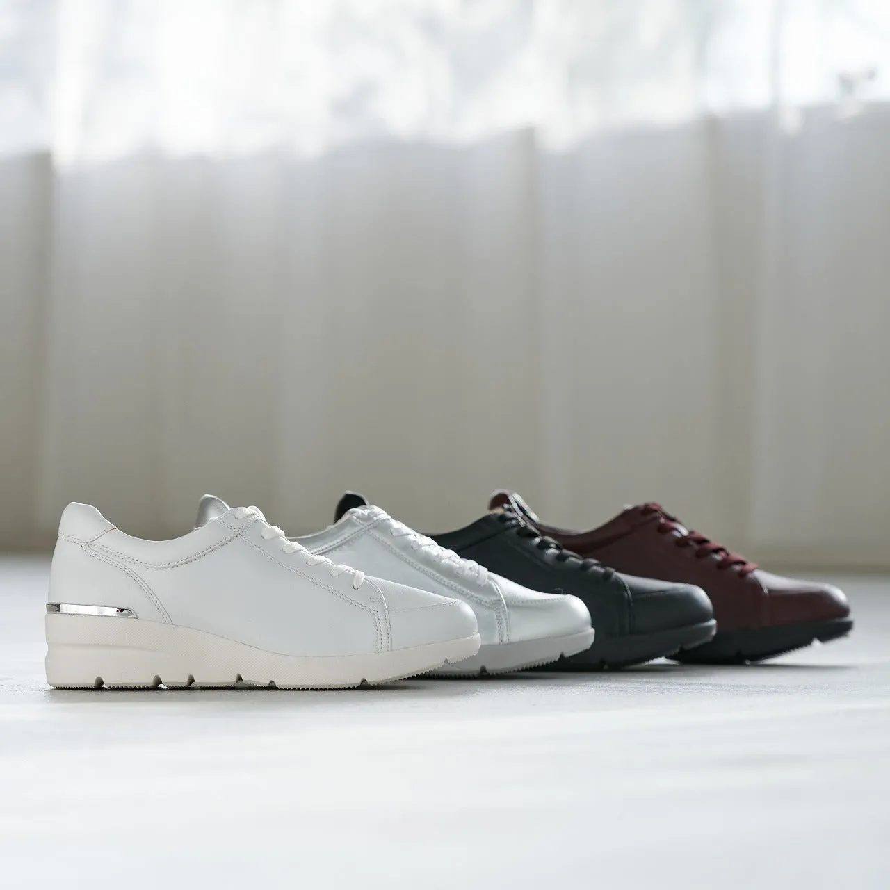 Sheepskin lace-up sneakers with zipper #FJ033