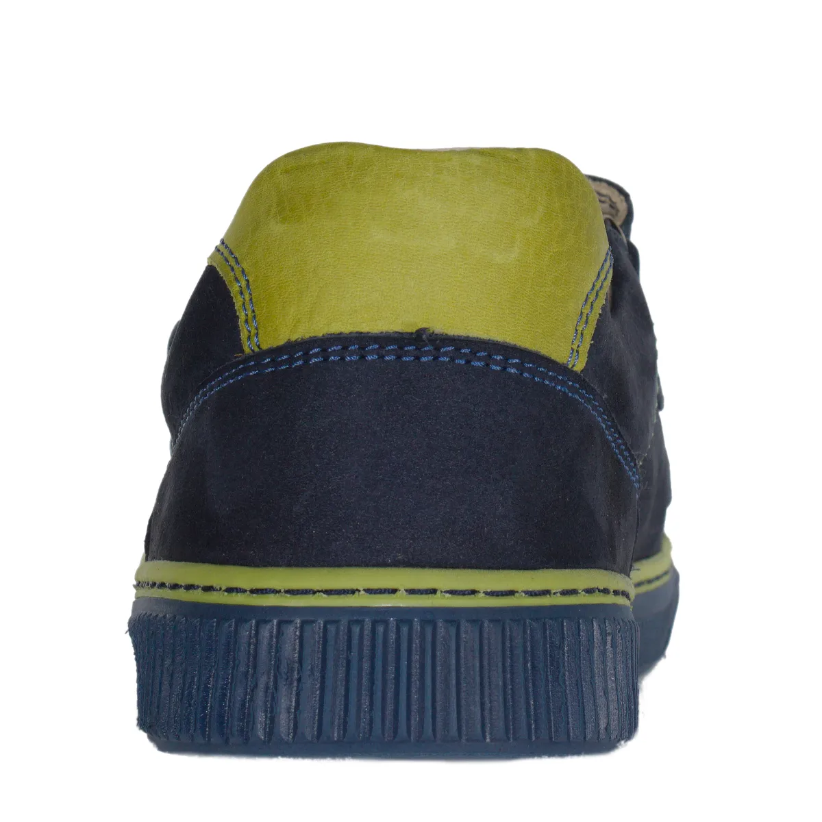 Szamos kid boy sneakers in dark blue and neon green color with double velcro strap big kid size